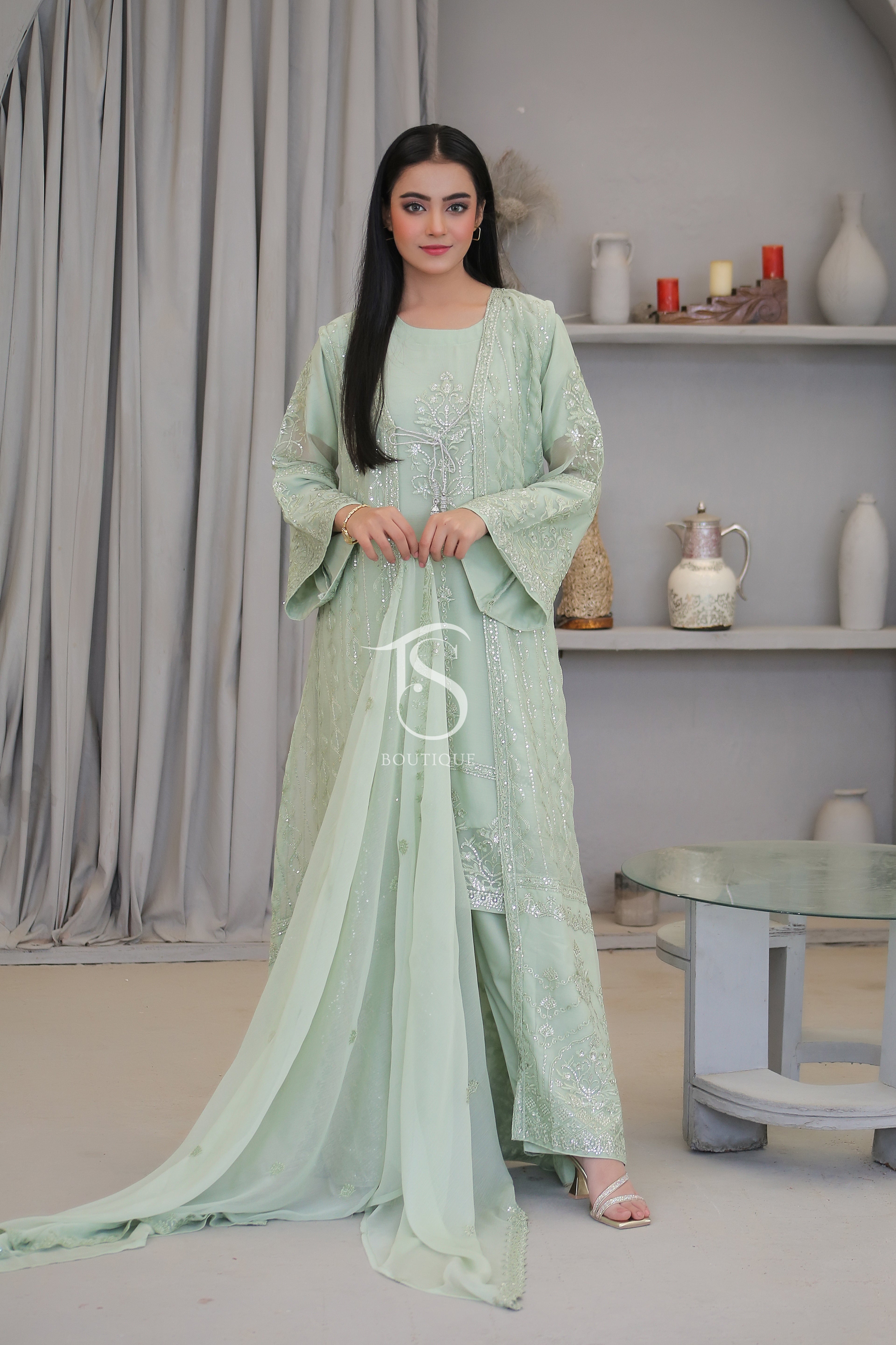 4PC Sequence Sitara Maxi | Luxury Floor Length Bridal & Wedding Gown
