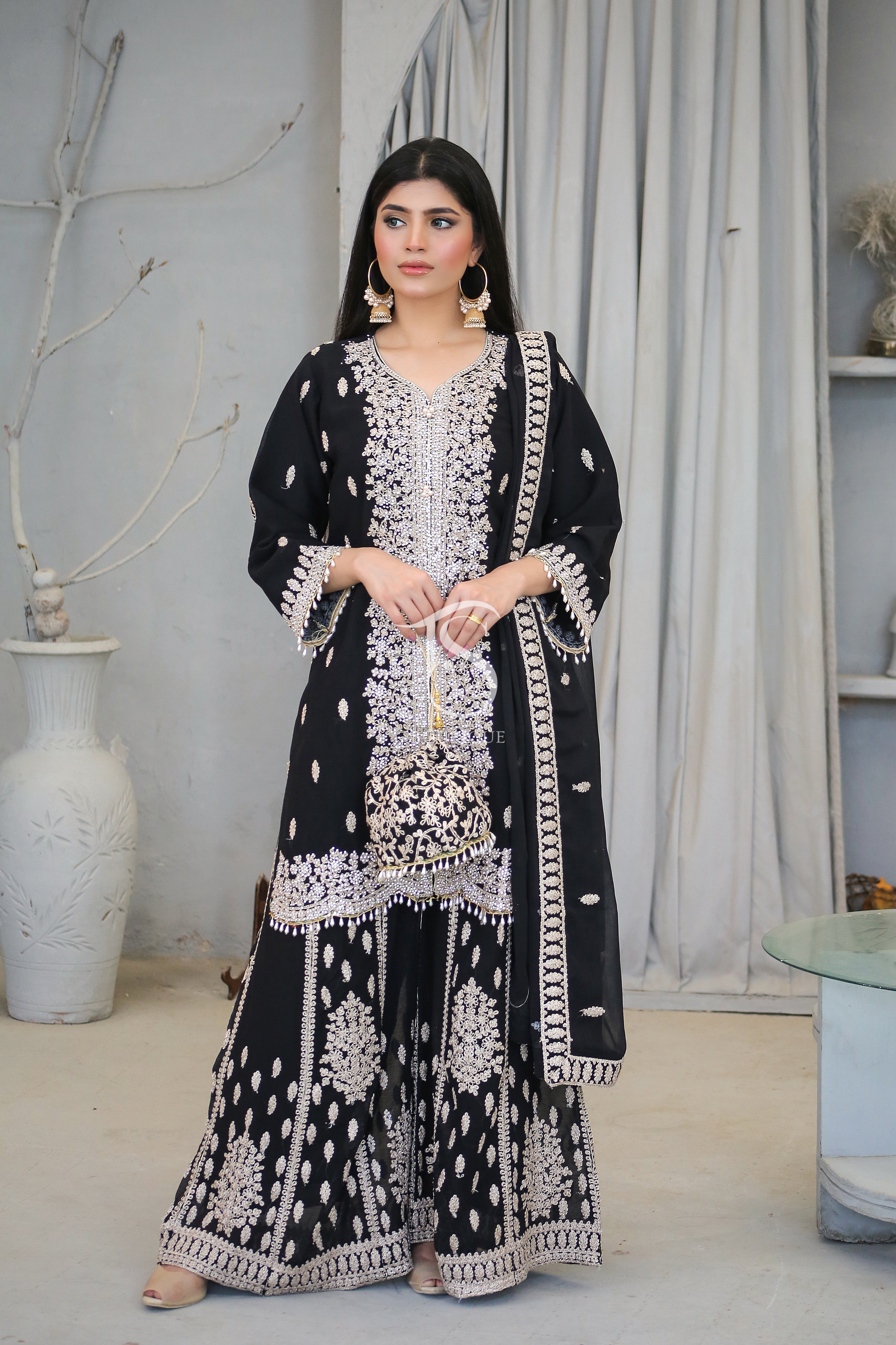 4PC Heavy Dori Work & DMC Stone Suit | Luxury Wedding Ensemble