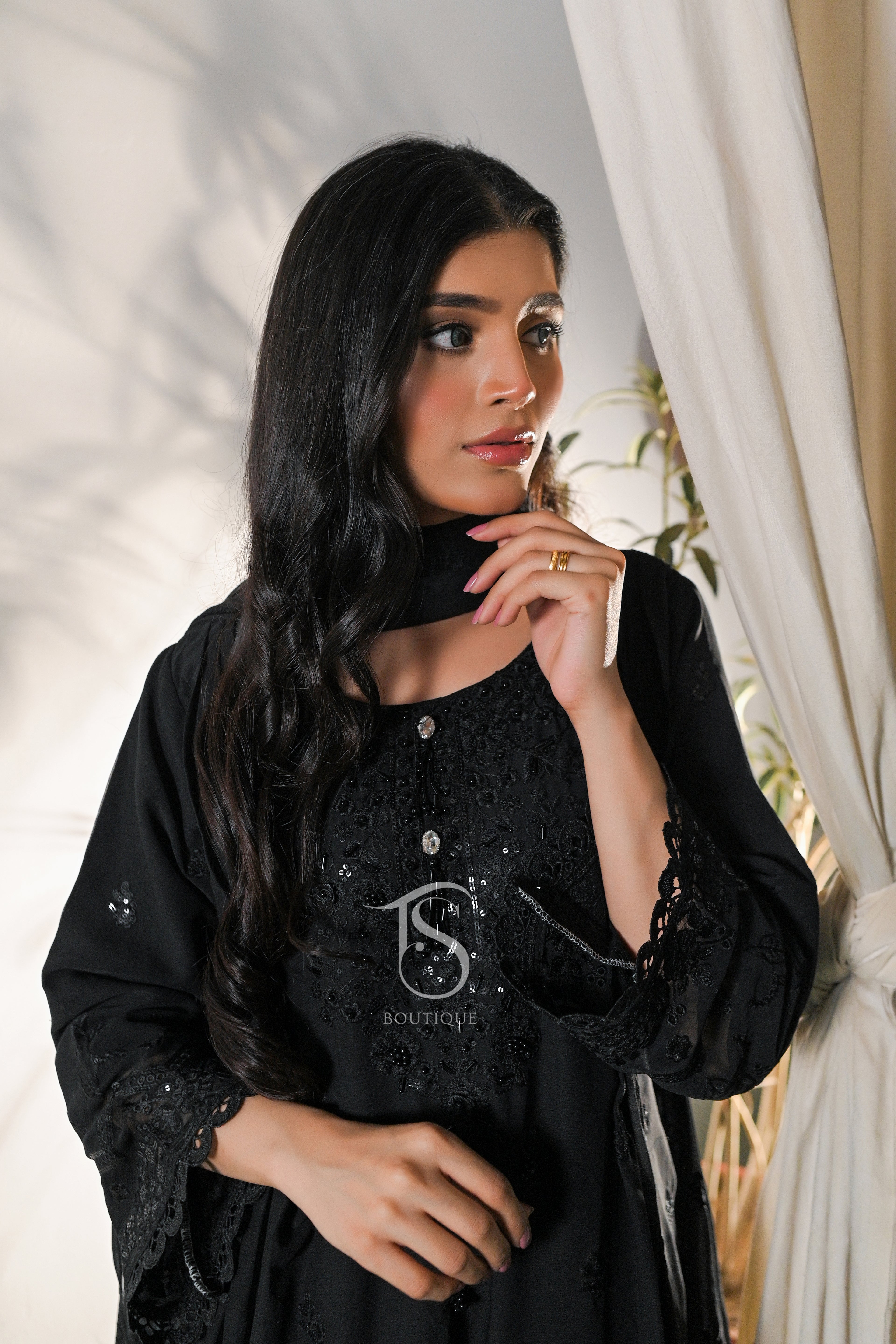 3PC 3D Embroidered Short Frock & Palazzo Set | Trendy Festive Wear