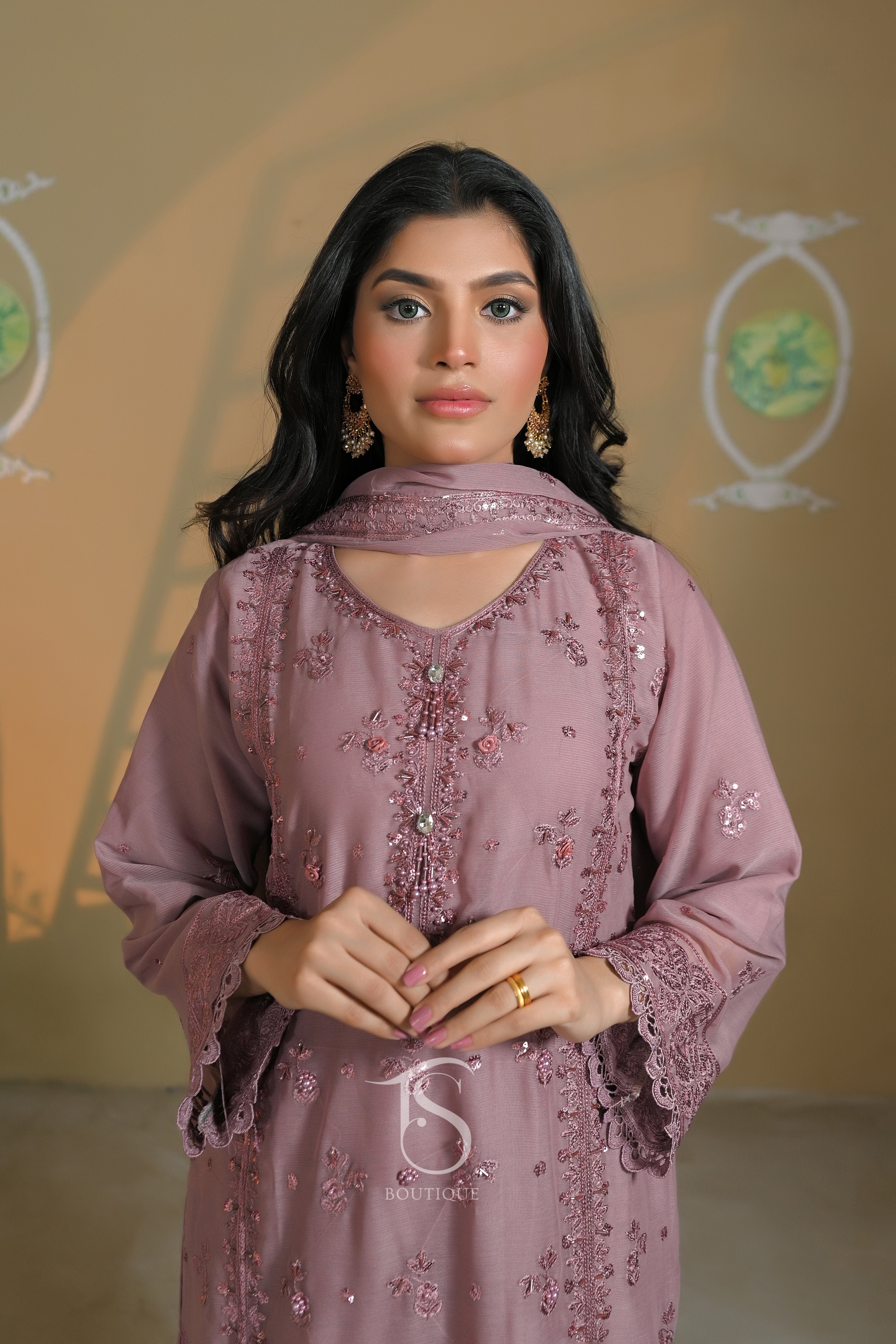 3PC 3D Embroidered Shirt & Matching Palazzo Set | Modern Festive Wear