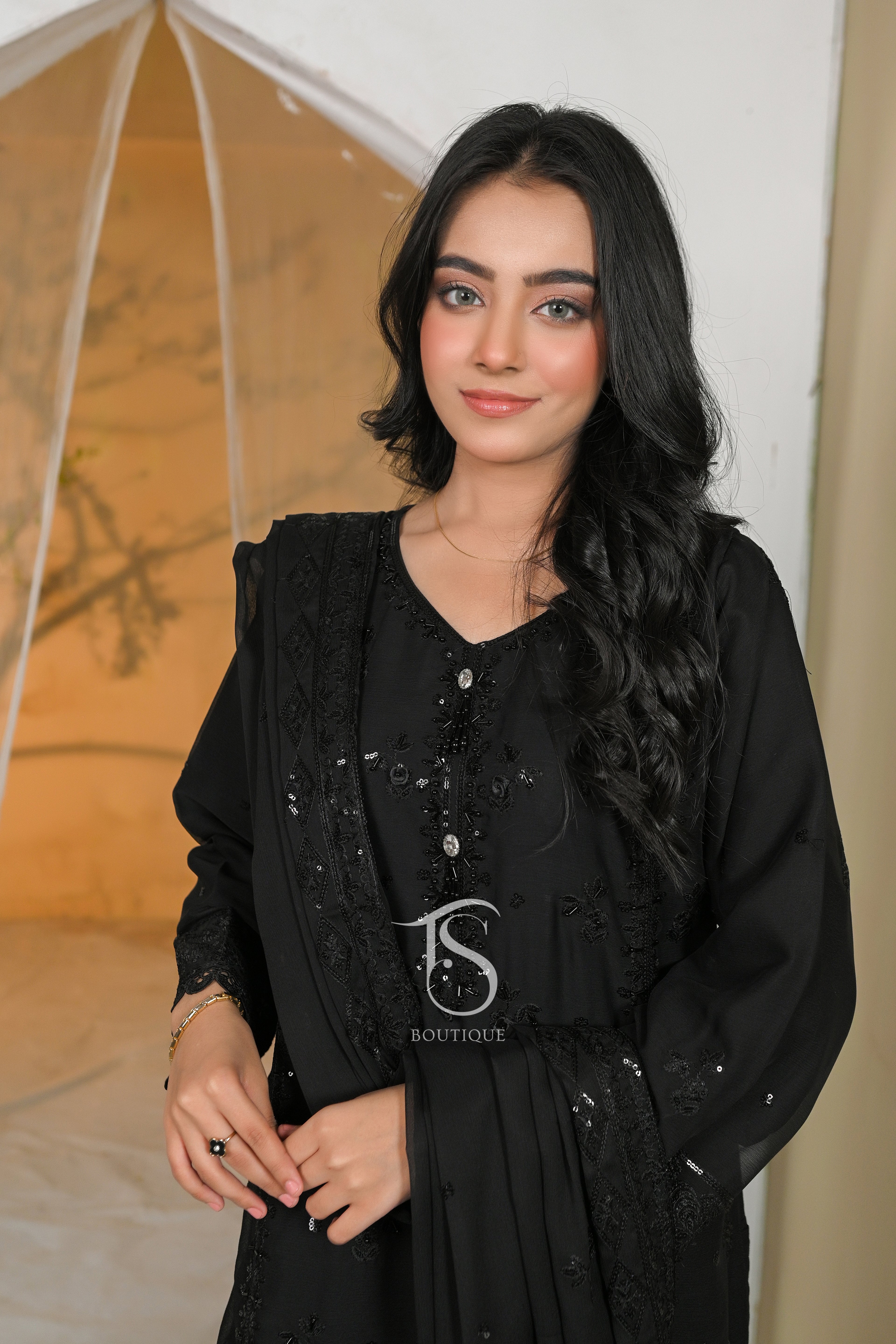 3PC 3D Embroidered Shirt & Matching Palazzo Set | Modern Festive Wear